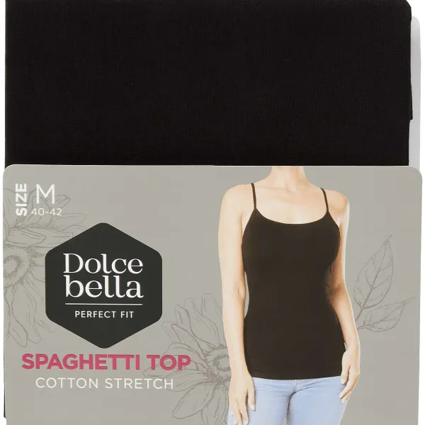 Dolce Bella Spaghetti-Top Zwart Clearance