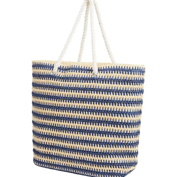 Spilbergen Gevlochten Strandtas Meerkleurig,Print,Zwart New