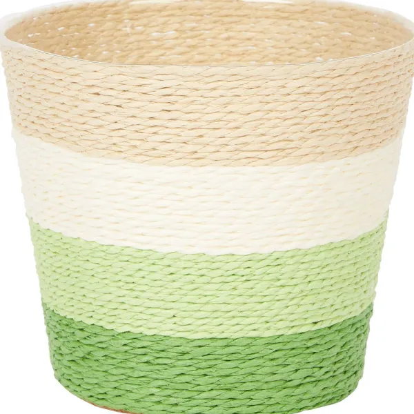 Merk Home Accents Bloemenmand Met Strepen Grijs,Groen,Oranje,Roze Discount