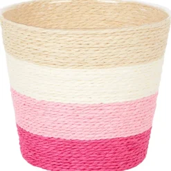 Merk Home Accents Bloemenmand Met Strepen Grijs,Groen,Oranje,Roze Discount