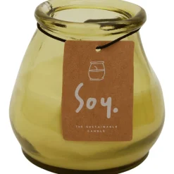 Candra Kaars In Glas Bruin,Groen,Oranje Best