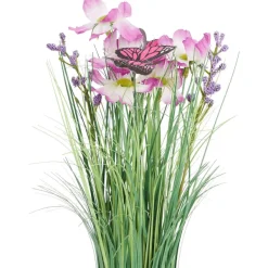 Merk Kunstgrashalm Met Bloemen En Vlinders Geel,Paars,Roze,Wit Clearance
