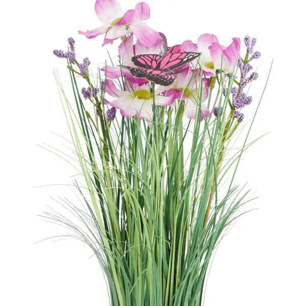 Merk Kunstgrashalm Met Bloemen En Vlinders Geel,Paars,Roze,Wit Clearance
