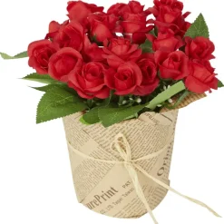 Merk Kunstroosjes In Papieren Pot Rood,Roze,Wit Discount