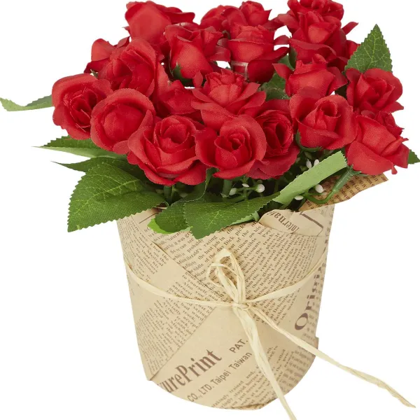 Merk Kunstroosjes In Papieren Pot Rood,Roze,Wit Discount