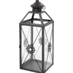 Merk Metalen Lantaarn Zwart,Wit