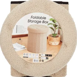 Merk Opvouwbare Opbergpoef Beige,Wit New