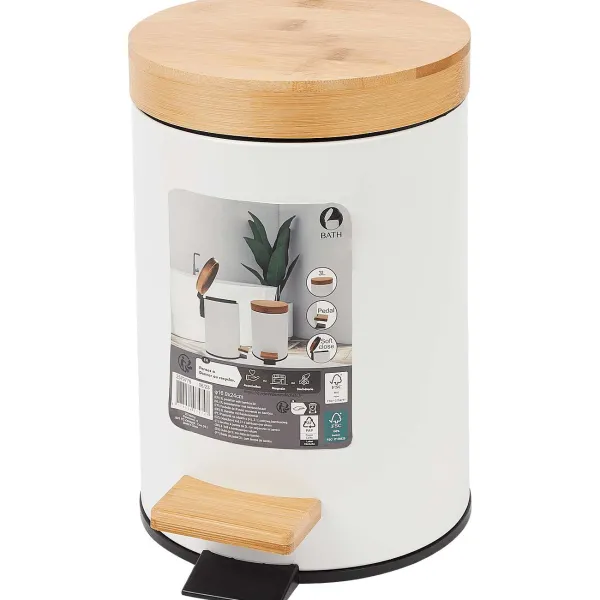 Froyak Pedaalemmer Met Bamboe Zwart,Wit