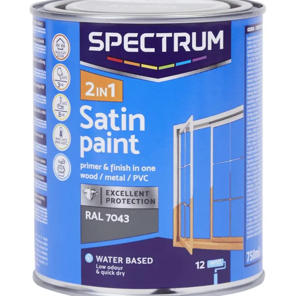 Spectrum 2-In-1 Satijnglans Verf Ral 7043 Grijs Online