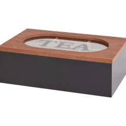 Merk Theebox Met Tekst Bruin,Wit,Zwart Online