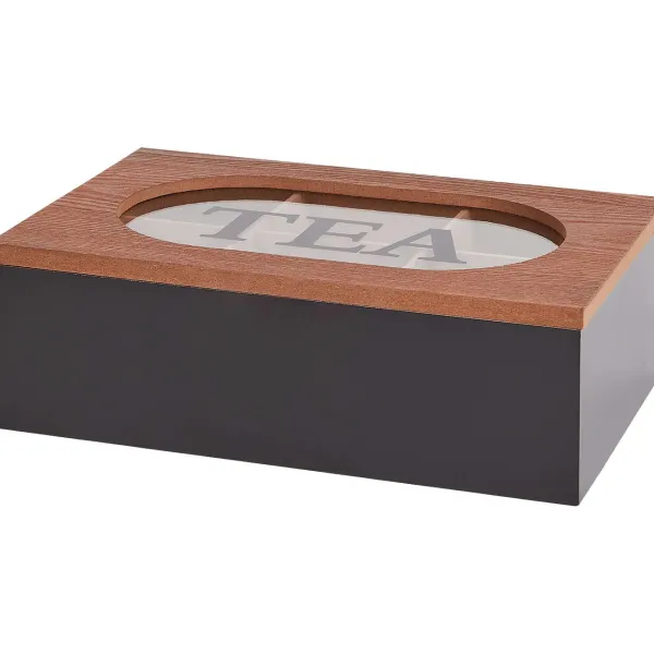 Merk Theebox Met Tekst Bruin,Wit,Zwart Online