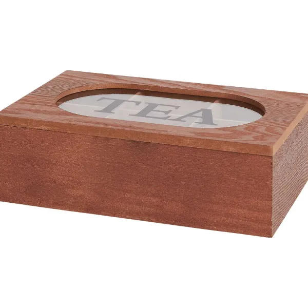 Merk Theebox Met Tekst Bruin,Wit,Zwart Online