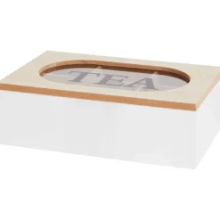 Merk Theebox Met Tekst Bruin,Wit,Zwart Online