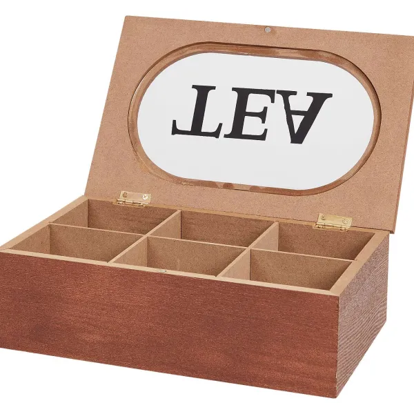 Merk Theebox Met Tekst Bruin,Wit,Zwart Online