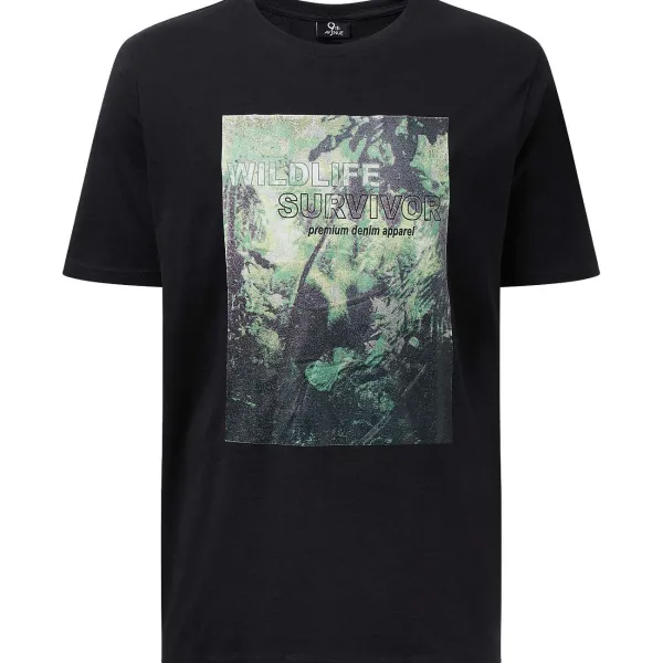 SuperTrash T-Shirt Blauw,Groen,Print,Zwart Outlet
