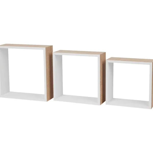 Merk Wandkubus-Set Beige,Bruin,Wit Best