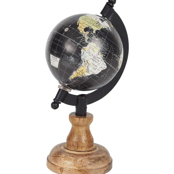 Merk Wereldbol Op Mangohouten Voet Beige,Groen,Zwart Outlet