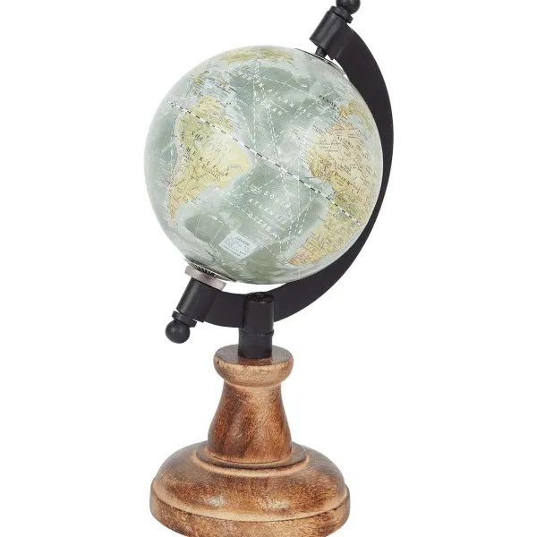 Merk Wereldbol Op Mangohouten Voet Beige,Groen,Zwart Outlet
