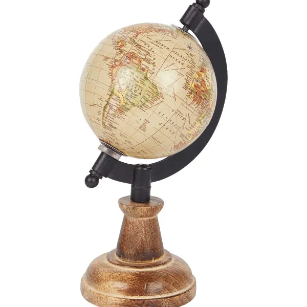 Merk Wereldbol Op Mangohouten Voet Beige,Groen,Zwart Outlet